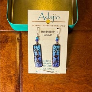 Adajio Blue and Silver Earrings NWT